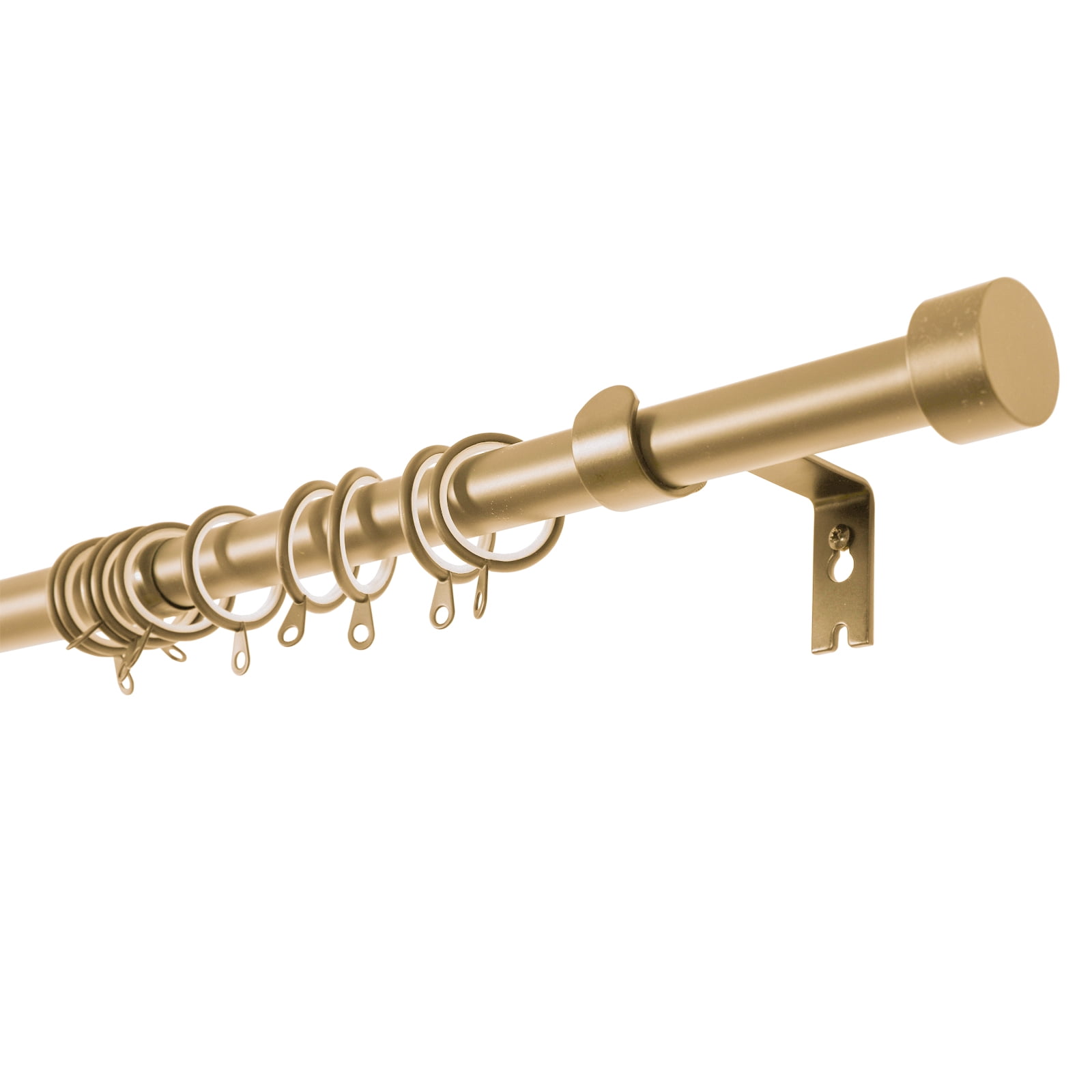 TWOPAGE Jaylon Adjustable Gold Curtain Rod for 28-76 Windows, Heavy-duty carbon steel curtain rod with curtain rings