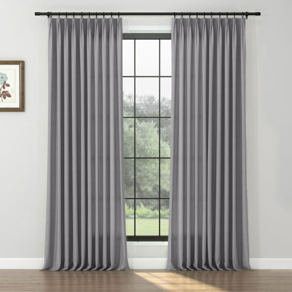 TWOPAGES 100% Wool Curtain 26 W X 63 L Inch Pinch Pleat Header Light Filtering Drape for Bedroom, 1 Panel, Steel