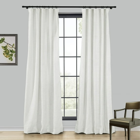 TWOPAGES 50 X 108 Inches Drape Linen Lightweight Curtain Rod Pocket Top Light Filtering Drape for Sliding Glass Door, 1 Panel, Ivory White