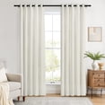 thumbnail image 1 of TWOPAGES 26 W X 84 L Inch Curtain Grommet Hanging Style Drapery Room Darkening Solid Linen Drapery for Bedroom, 1 Panel, Ivory White, 1 of 6