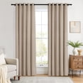 thumbnail image 1 of TWOPAGES 26 W X 84 L Inch Curtain Grommet Hanging Style Drapery Room Darkening Solid Linen Drapery for Bedroom, 1 Panel, Tapioca, 1 of 6