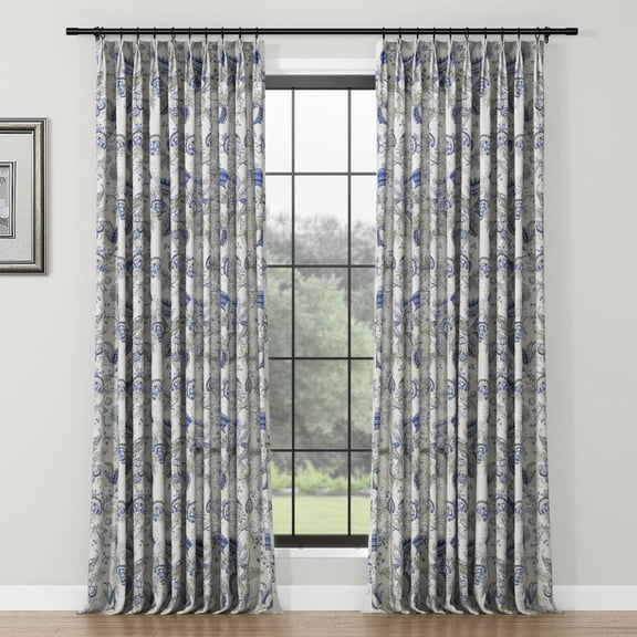 TWOPAGES 26"x63" Linen Blend Curtain Country Floral Light Filtering Pinch Pleat Drape for Door Window, 1 Panel, Fruit