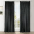 thumbnail image 1 of TWOPAGES 26"x63" Pinch Pleat Printed Velvet Curtain Soft Privacy Drape for Bedroom, 1 Panel, Stripe Black, 1 of 7