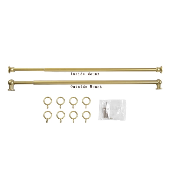 TWOPAGES 28" to 48" Adjustable Gold Cafe Curtain Rod with Rings for Kitchen Bedroom French Door