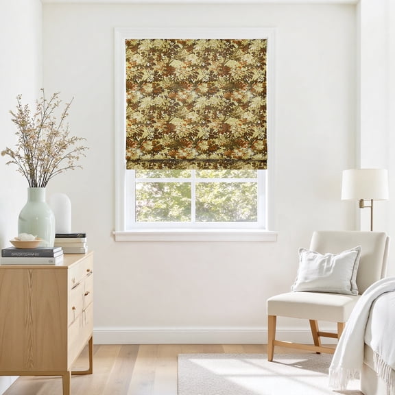 TWOPAGES 33"x64" Print Cordless Cotton Blinds Light Filtering Roman Shade for Kitchen, 1 Piece, Ember