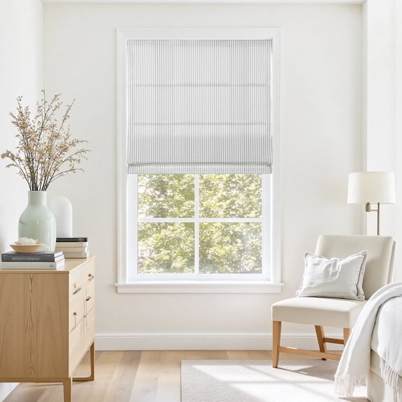 TWOPAGES 35"x60" Linen Blend Cordless Jacquard Roman Blinds Light Filtering Shade for Kid's Room, 1 Piece, Trench