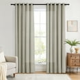 thumbnail image 1 of TWOPAGES 52 W X 108 L Inch Curtain Grommet Hanging Style Drapery Light Filtering Solid Linen Drapery for Bedroom, 1 Panel, Birch, 1 of 6