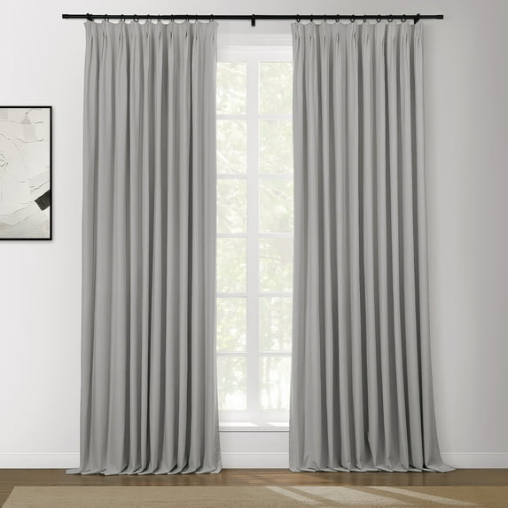 TWOPAGES 52 W X 108 L Inch Drape Blackout Pinch Pleat Sun Blocking Curtain for Living Room, 1 Panel, Light Grey