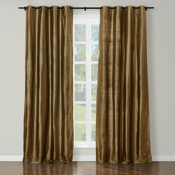 TWOPAGES 52 W X 108 L Light Filtering Drape Black Grommet Top Window Treatment for Living Room, 1 Panel, Chestnut