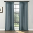 thumbnail image 1 of TWOPAGES 52 W X 63 L Inch Pinch Pleated Drapery Light Filtering Wool Privacy Curtain for Bedroom, 1 Panel, Dark Blue, 1 of 5