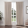 thumbnail image 1 of TWOPAGES 52 W X 72 L Inch Drape Pinch Pleat Header Curtain Blackout Linen Window Treatment Drapery for Living Room, 1 Panel, Tapioca, 1 of 6