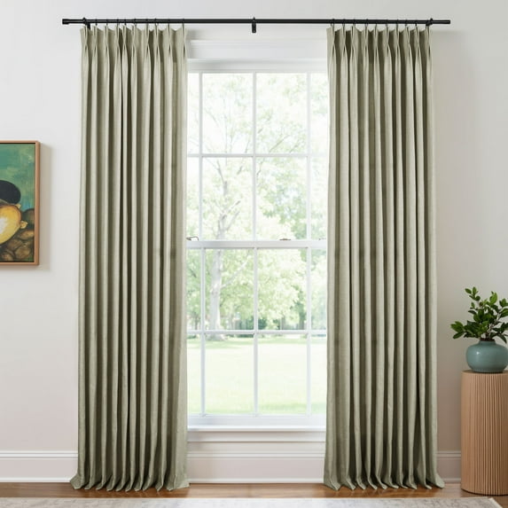 TWOPAGES 52 W X 96 L Inch Curtain French Pleat Polyester Twill Light Filtering Textured Drapery for Bedroom, 1 Panel, Dove