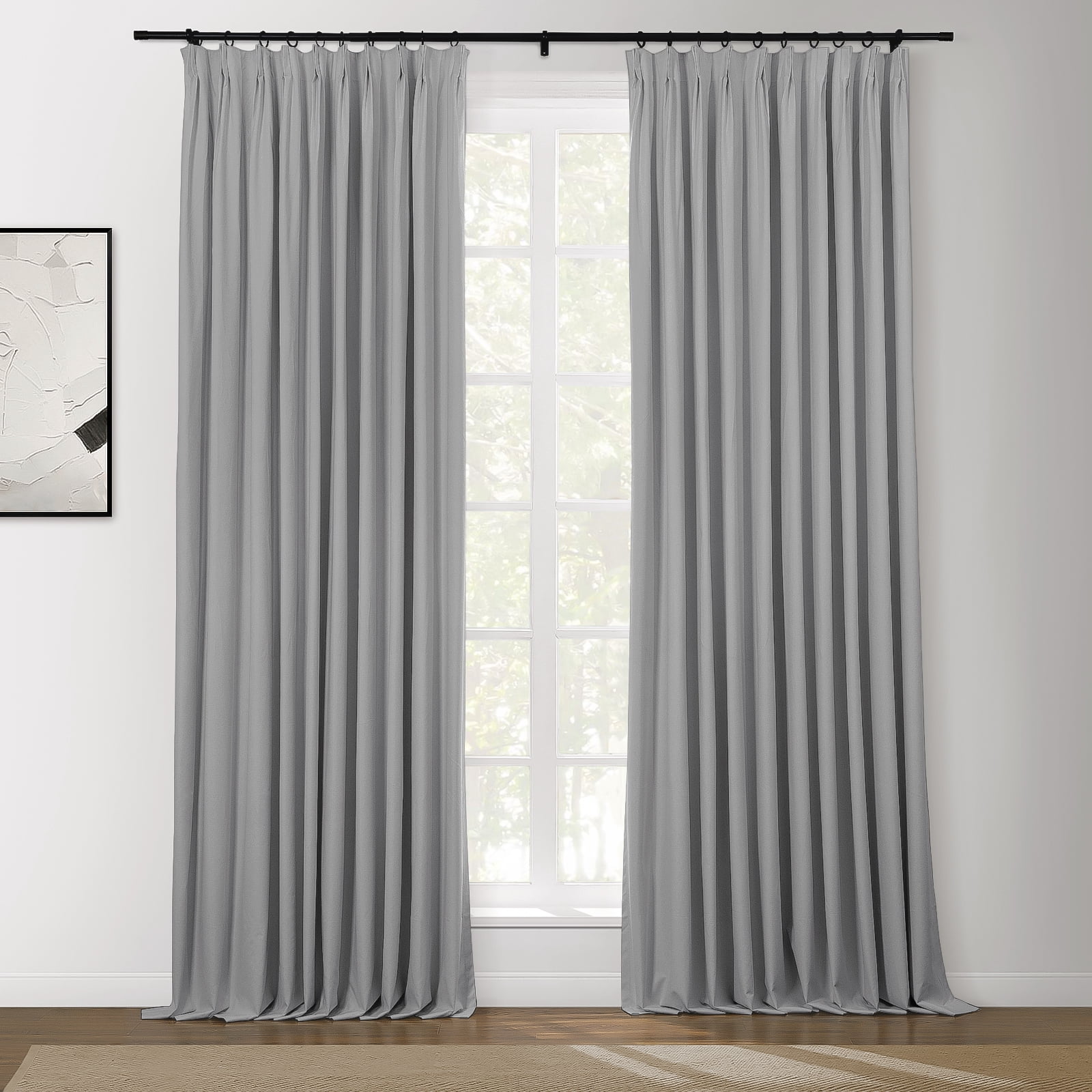 TWOPAGES 52 W X 96 L Inch Drape Blackout Pinch Pleated Light Blocking Curtain for Kid's Room, 1 Panel, Grey
