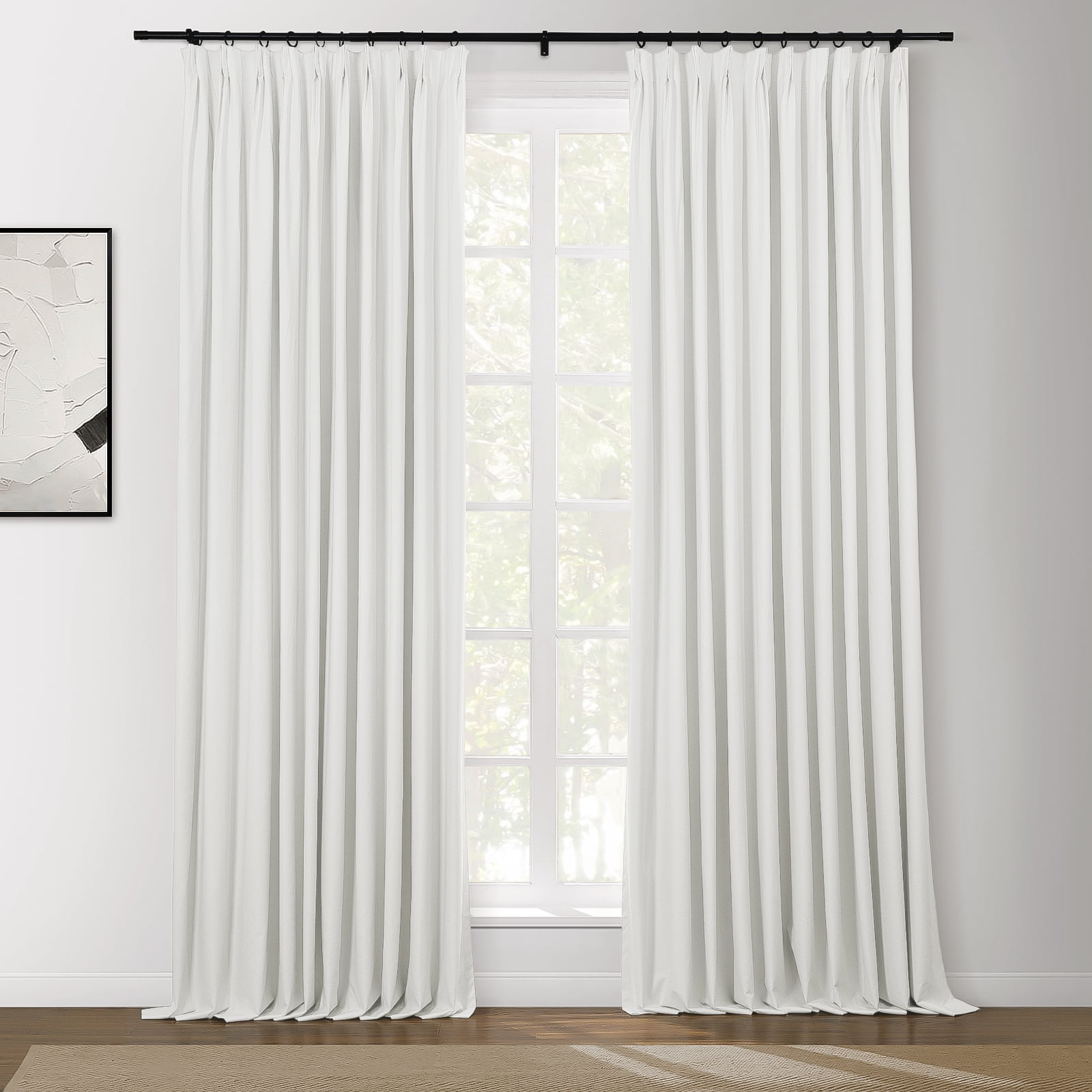 TWOPAGES 52 W X 96 L Inch Drape Blackout Pinch Pleated Light Blocking Curtain for Kid's Room, 1 Panel, Ivory White