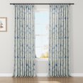 thumbnail image 1 of TWOPAGES 52"x72" Polyester Linen Drape Pinch Pleated Light Filtering Boho Print Curtain for Kitchen, 1 Panel, Blue Bubbles, 1 of 6