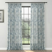 TWOPAGES 52"x84" Linen Blend Curtain Country Floral Light Filtering Pinch Pleat Drape for Door Window, 1 Panel, Altair