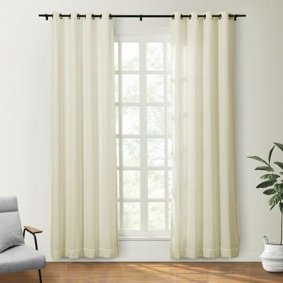 TWOPAGES 52"x96" Drapery Velvet Grommet Header Light Filtering Privacy Curtain for Living Room, 1 Panel, Ivory
