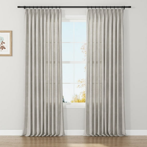 TWOPAGES 84"x96" Light Filtering Linen Botanical Artistic Drape Pinch Pleated Curtain for Bedroom, 1 Panel, Cosmic