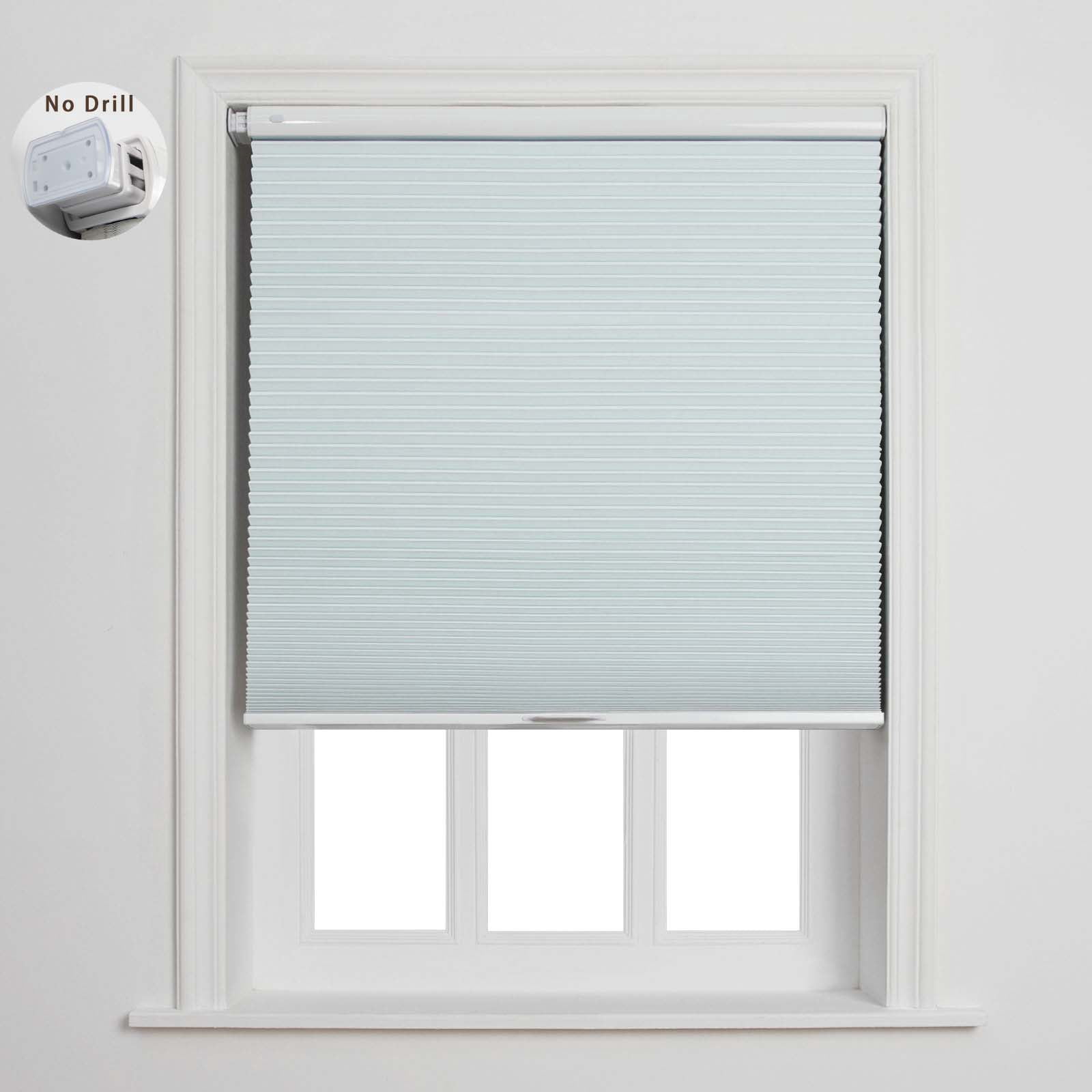 TWOPAGES Aura Blackout No Drill Cellular Shade - Cordless Honeycomb Blinds for Windows, Light Blue, 24"x72" (1 Panel)