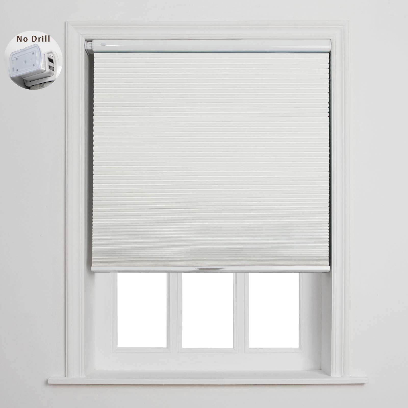 TWOPAGES Aura Blackout No Drill Cellular Shade - Cordless Honeycomb Blinds for Windows, White, 25"x64" (1 Panel)