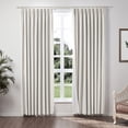 thumbnail image 1 of TWOPAGES Blackout Drapery 42 W X 96 L Inches Pinch Pleat Curtain Linen Blend Window Treatment for Bedroom, 1 Panel, Beige White, 1 of 6