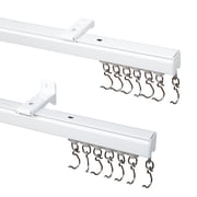 TWOPAGES Lora Curtain Track Kit, Ceiling & Wall Mount, 2 in 1 for Window and Room Dividers, White, 6ft-9ft