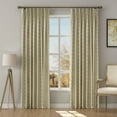thumbnail image 1 of TWOPAGES Faux Linen 52 X 63 Inches Long Drape 1 Panel Pinch Pleated Light Filtering Print Curtain for Bedroom, Block Beige, 1 of 6