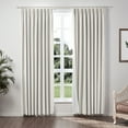 thumbnail image 1 of TWOPAGES 52 W X 84 L Inch Curtain Pinch Pleated Hanging Style Drapery Blackout Solid Linen Drapery for Bedroom, 1 Panel, Beige White, 1 of 6
