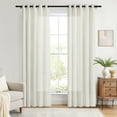 thumbnail image 1 of TWOPAGES Faux Linen Curtain 26 W X 63 L Inch Grommet Hanging Style Light Filtering Privacy Protection Drape for Kitchen, 1 Panel, Ivory White, 1 of 6