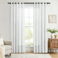thumbnail image 1 of TWOPAGES Faux Linen Curtain 26 W X 63 L Inch Grommet Hanging Style Light Filtering Privacy Protection Drape for Kitchen, 1 Panel, White, 1 of 6