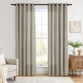 thumbnail image 1 of TWOPAGES Faux Linen Curtain 42 W X 96 L Inch Grommet Hanging Style Light Filtering Privacy Protection Drape for Kitchen, 1 Panel, Grey Beige, 1 of 6