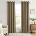 thumbnail image 1 of TWOPAGES Faux Linen Curtain 84 W X 63 L Inch Grommet Hanging Style Room Darkening Privacy Protection Drape for Kitchen, 1 Panel, Rust Brown, 1 of 6