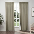 thumbnail image 1 of TWOPAGES Faux Linen Curtain 84 W X 84 L Inch Pinch Pleated Hanging Style Blackout Privacy Protection Drape for Kitchen, 1 Panel, Oak, 1 of 6