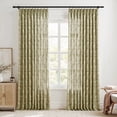 thumbnail image 1 of TWOPAGES Faux Linen Drape 84 X 108 Inches Long 1 Panel Light Filtering Pinch Pleat Leaves Print Curtain for Living Room, Travertine, 1 of 6