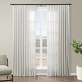 thumbnail image 1 of TWOPAGES 52 W X 84 L Inch Curtain Pinch Pleated Hanging Style Drapery Light Filtering Solid Linen Drapery for Bedroom, 1 Panel, Beige White, 1 of 6