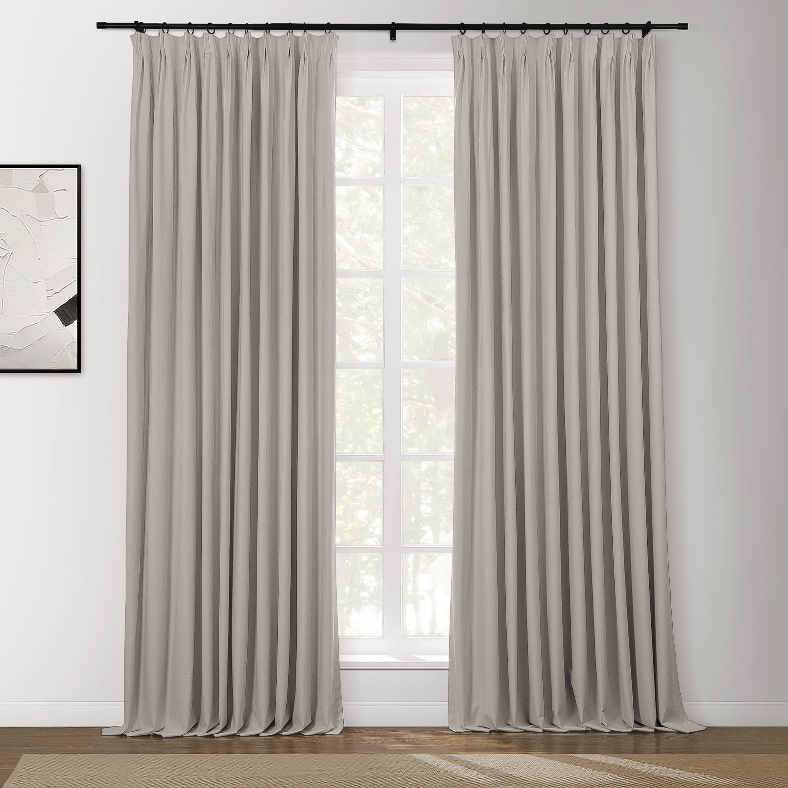 TWOPAGES Light Blocking 42 W X 102 L Inch Pinch Pleat Blackout Window Treatment Curtain, 1 Panel, Khaki