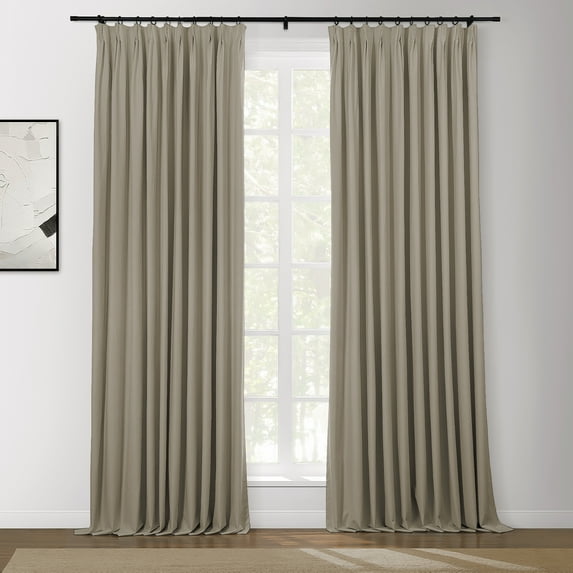 TWOPAGES Light Blocking Drape 84 W X 72 L Inch Pinch Pleat Blackout Curtain for Kitchen, 1 Panel, Light Brown