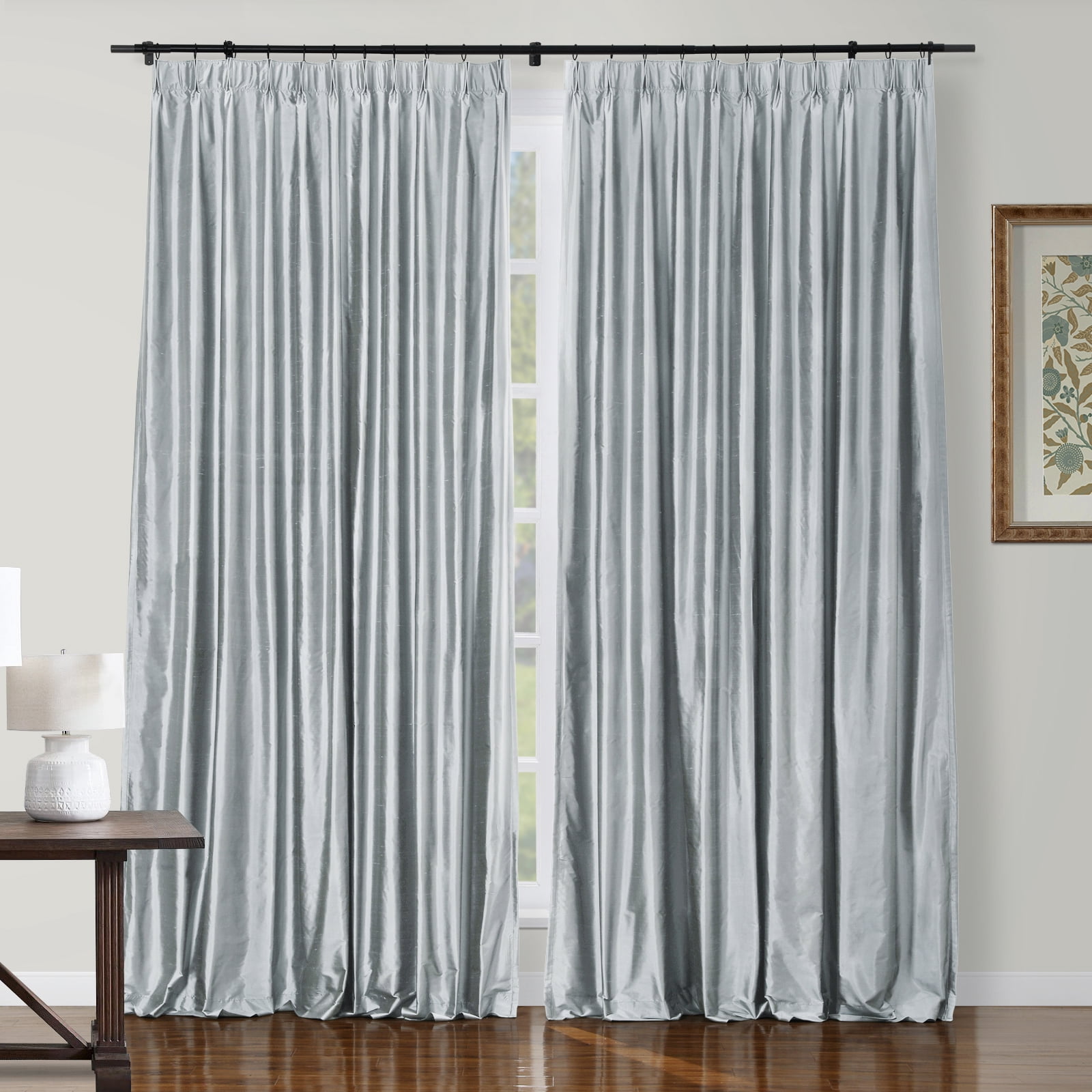 Protection Curtain TWOPAGES Light Filtering 52 W X 84 L Inch Pinch Pleat Drape Silk ...