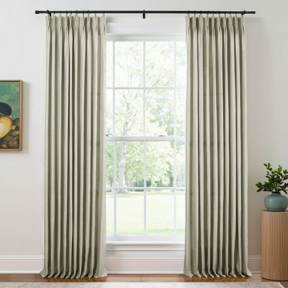 TWOPAGES Light Filtering Drape 42 W X 63 L Inch French Pleat Heavyweight Drapery for Living Room, 1 Panel, Feather Gray