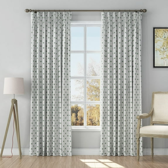 TWOPAGES Light Filtering Drape Pinch Pleated Print Curtain For Bedroom, 1 Panel, Dot Blue, Custom
