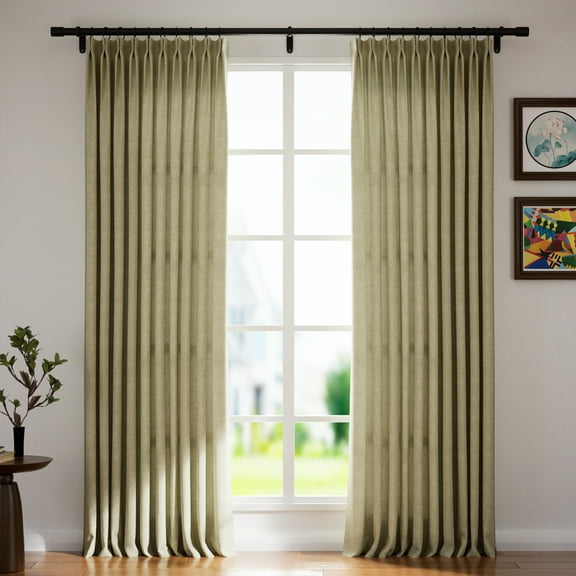 TWOPAGES Lightweight Drape Pinch Pleat Hanging Style Light Filtering Drape for Bedroom, 1 Panel, 52Wx63L, Hay