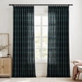 thumbnail image 1 of TWOPAGES Linen Blend 26 X 63 Inches Long Drape 1 Panel Pinch Pleat Light Filtering Plaid Print Curtain for Bedroom, Midnight, 1 of 6