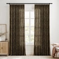 thumbnail image 1 of TWOPAGES Linen Blend 72 X 72 Inches Long 1 Panel Curtain Pinch Pleated Light Filtering Leaves Print Curtain for Living Room, Bronze, 1 of 6