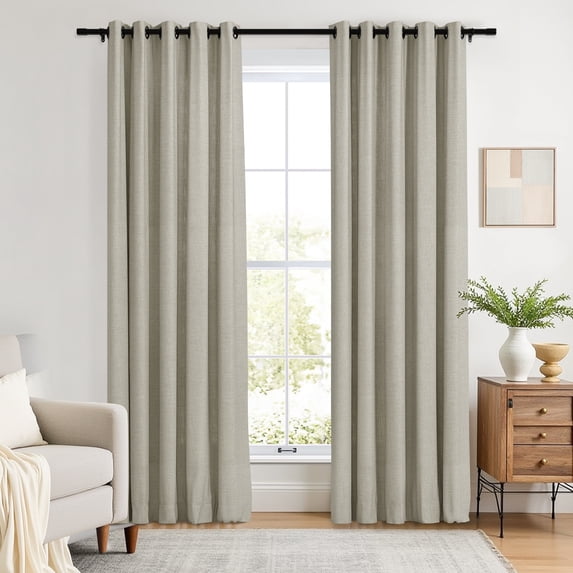 TWOPAGES Linen Blend Curtain 26 W X 63 L Inch Room Darkening Grommet Top Privacy Protection Drape for Patio Door, 1 Panel, Birch