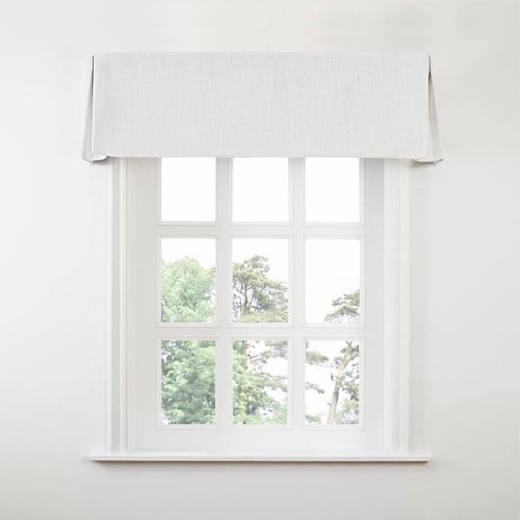 TWOPAGES Linen Fabric Board Mounted Tailored Curtain Valance Box, Hidden Curtain Rod Hardware, Ivory White, 36W"x14L"