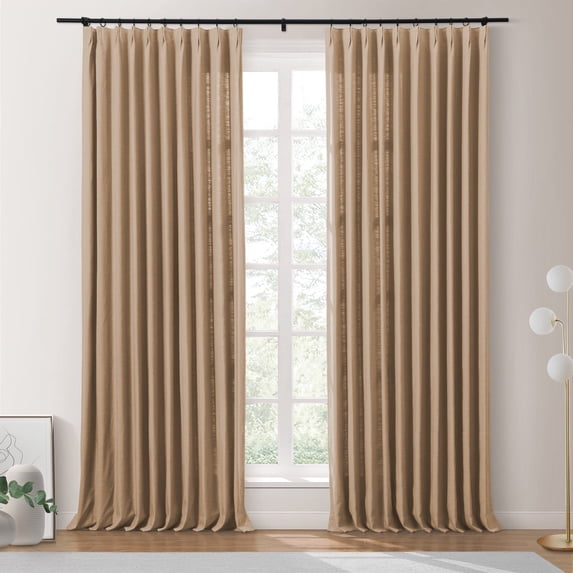 TWOPAGES Pinch Pleat Curtain Light Filtering Drape Home Decoration for Living Room, 1 Panel, 52"x96", Tan