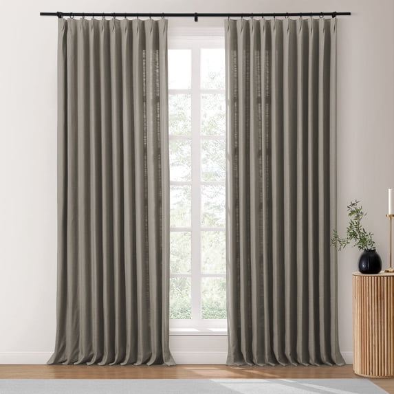 TWOPAGES Pinch Pleat Drape Cotton Blend Light Filtering Curtain for Bedroom, 1 Panel, 52"x108", Slate Gray