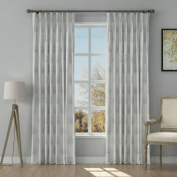 TWOPAGES Pinch Pleated 72 X 84 Inches Long Curtain 1 Panel Light Filtering Print Textured Drape for Bedroom, Large Block Fog
