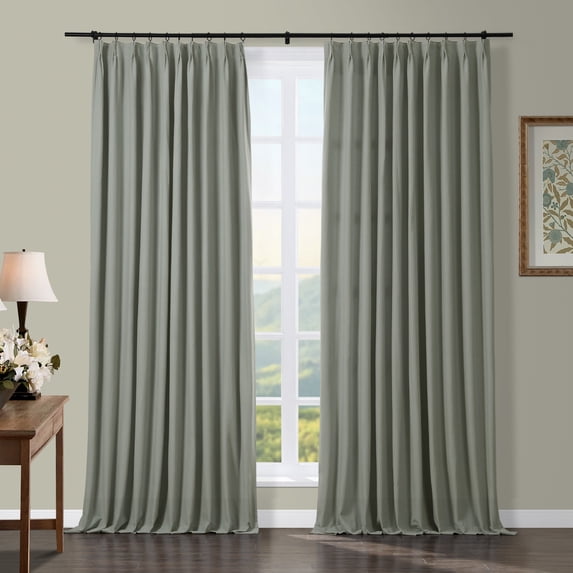 TWOPAGES Pinch Pleated Curtain 42 W X 84 L Inch Light Filtering Cotton Duck Drape for Kitchen, 1 Panel, White