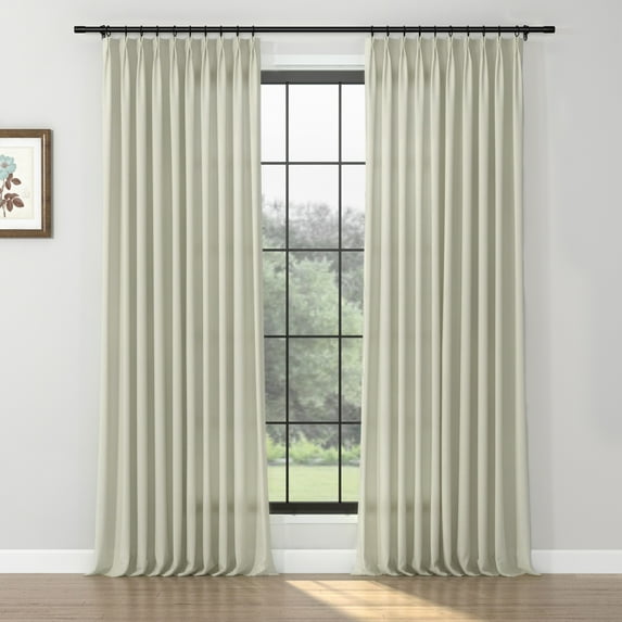TWOPAGES Pinch Pleated Drape 26 W X 108 L Inch Wool Light Filtering Curtain for Guest Room, 1 Panel, White